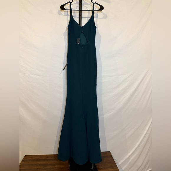 Lulus XXS Moments Of Bliss Forest Green Backless Mermaid Maxi Dress - Picture 6 of 8